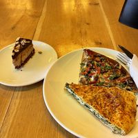 Mushroom Pizza, Snickers cake and something like „cheese“ lasagne.  at Paradise Food in Skopje