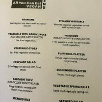 Also take fish broth off agedashi tofu. Also spring rolls are on this menu but I was told they have egg and ate not vegan at OKAMI in Bendigo