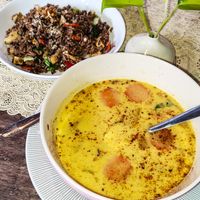 Pumpkin Curry with Fried Rice at Vegan Society in Chiang Mai