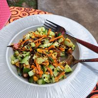Green tea leaf salad at Vegan Society in Chiang Mai