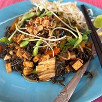 Ghost pepper, charcoal noodle challenge   at Vegan Society in Chiang Mai