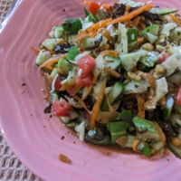 tea-leaf salad at Vegan Society in Chiang Mai