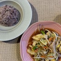 Kimchi and tofu - amazing!  at Vegan Society in Chiang Mai