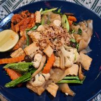 Pad See Ew with added kimchi at Vegan Society in Chiang Mai