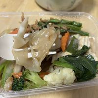 Pad see ew (broad/wide rice noodles) this one is very tasty 🤤   at Vegan Society in Chiang Mai