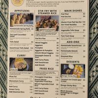 Menu at Vegan Society in Chiang Mai