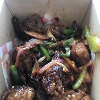 Stir fried chilli “mutton" #Veganuary at Vegan Hub in North West London