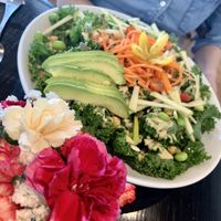 Pretty salad - kale pieces were too big to be considered bite-size   at Variable Cafe in Los Angeles