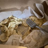 This is half eaten - creamy Mac!  at Breaking Waves Brewing in Silverdale