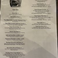 Vegan menu at Breaking Waves Brewing in Silverdale