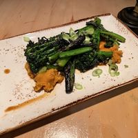 Charred broccoli with tahinii  at Dyberry Forks in Honesdale