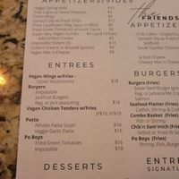 Vegan menu at Soulé Cafe in New Orleans