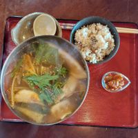 Gyoza Hotpot Set (1500¥) at Cafe Ren - Kamigyo in Kyoto