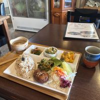 set menu with free! green tea  at Cafe Ren - Kamigyo in Kyoto