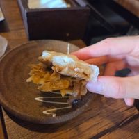 Inside of the tofu bun at Cafe Ren - Kamigyo in Kyoto
