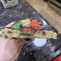 Chocolate chip cookie stuffed and topped with a rainbow cookie  at Bliss Bites Cookies - Maybe closed in Beaufort
