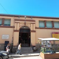 Entrance of the market hall at Terra Vegana  in Girona