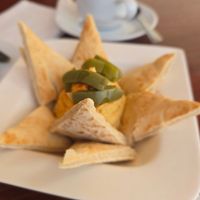 Chickpea and cactus hummus with flatbread at Cactus Garden in Lanzarote