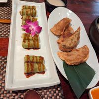 Vegan bulgogi wraps and fried dumplings at HanGawi in New York City