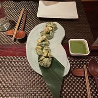 Tofu skin kale dumplings  at HanGawi in New York City