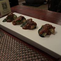 Sesame leaf tofu patties - very good!  at HanGawi in New York City