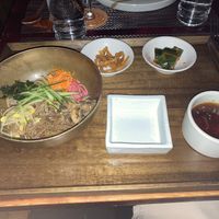 Acorn and beet noodle soba at HanGawi in New York City