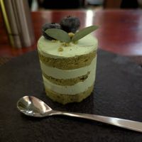 Matcha Zen cake. A little dry but delicious at HanGawi in New York City