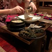 Prepping bamboo rice at HanGawi in New York City