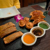 Fried dumplings - kimchi on the right! at HanGawi in New York City