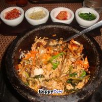 prix fixe entrée in a stone bowl at HanGawi in New York City