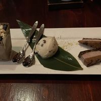 Vegan dessert plate (tiramisu, ice cream, chocolate cake) at HanGawi in New York City
