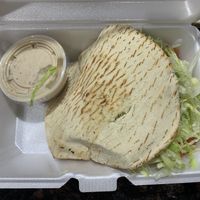 Falafel pita with tahini  at Mesoyios in Lake Ronkonkoma