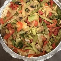 Vegan “cheesy” pasta. Not super cheesy but very flavorful   at Mesoyios in Lake Ronkonkoma