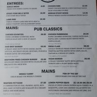 Menu page 1, some options here can be veganized as indicated on the menu at Port Campbell Hotel in Port Campbell