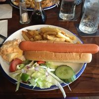 Moving mountains hotdog with homemade chips and coleslaw 🤤 at The Top House in Filey