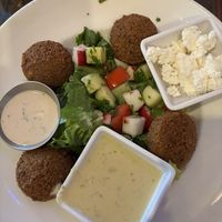 Falafel salad….dressings and cheese on the side are not vegan….  at Lebanese Taverna in Arlington