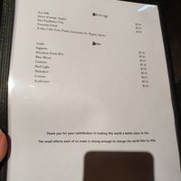 Drinks menu at Kamakura Japanese Cuisine in Seattle
