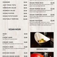 Vegan menu  at Kamakura Japanese Cuisine in Seattle