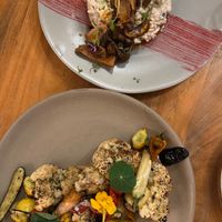 Mushrooms ajillo on a coconut and avocado risotto and cauliflower at Don Sanchez in San Jose Del Cabo