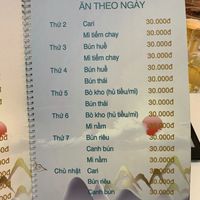 Menu at Thanh Lac in Ho Chi Minh City