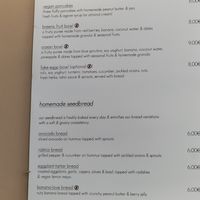 Menu at Breens Deli in Mallorca
