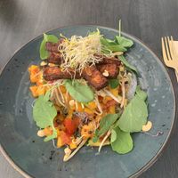 Blurry photo of the delicious summer bowl!  at Breens Deli in Mallorca