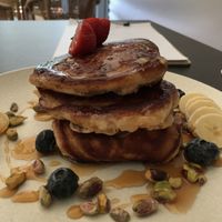 Go there and try this crazy pancakes!!  at Breens Deli in Mallorca