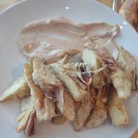 Fried artichoke with black garlic truffle aioli at Lucile Pizza & Wine Bar in Sarasota