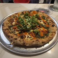 Pesto and Tomato pizza - muy delicioso !  at Lucile Pizza & Wine Bar in Sarasota