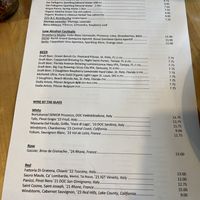 Drinks menu  at Lucile Pizza & Wine Bar in Sarasota