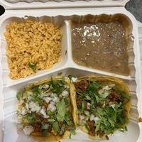 Vegan Al pastor tacos, rice and beans #Veganuary at Taco Boys  in San Francisco