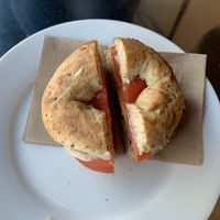 Vegetarian bagel sandwich at Wired Monk in Halifax