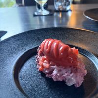 Strawberry and sticky rice  at Spirit House in Yandina