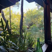 Dining area next to the pond.  at Spirit House in Yandina